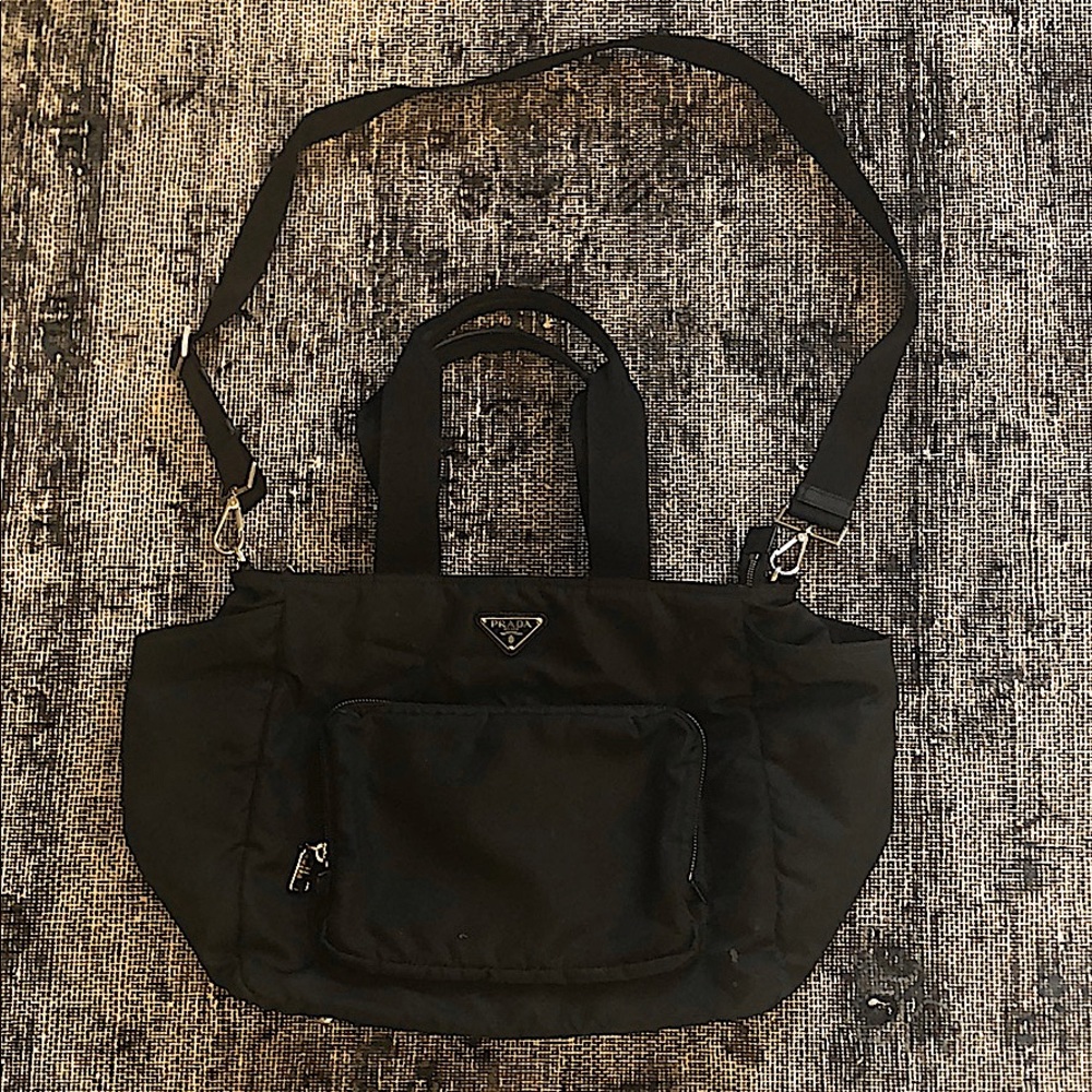 Prada black nylon diaper bag